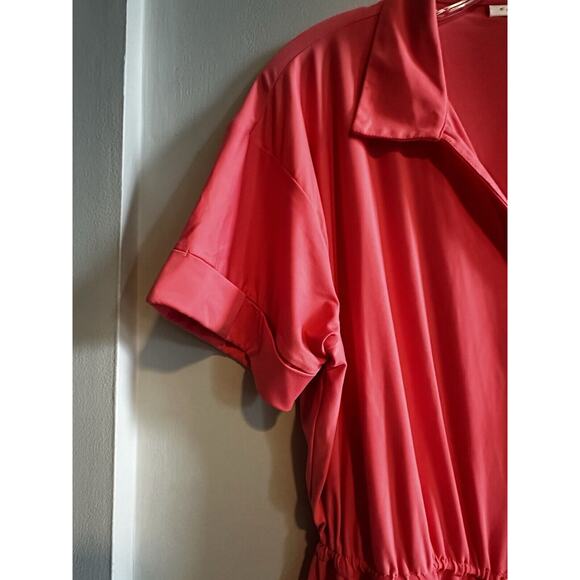 Cabana Life Coral Mini Dress Size XL Drawstring Waist Button Up Resort Vacation - Picture 5 of 12